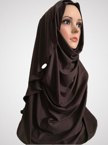 Coffee brown stretchy (COM) instant hijab CF