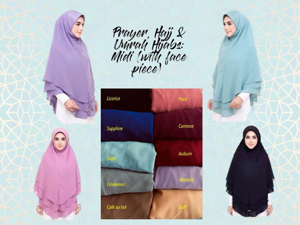 Prayer, Hajj & Umrah Hijabs Midi (with face piece)