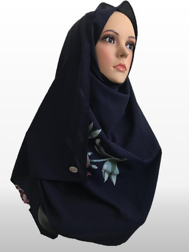 Big Flower dark blue instant hijab