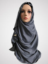 Silver grey stretchy (COM) instant hijab CF