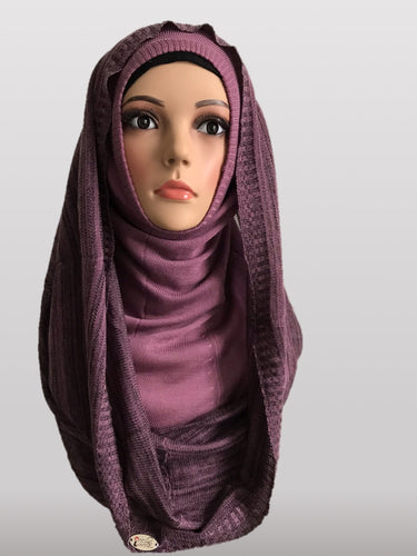 Hooded knitted instant purple black