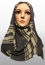 Knitted instant hijab grey gold GLI001