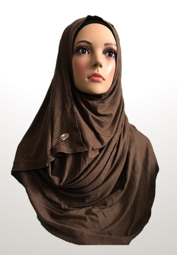 Milk Chocolate stretchy (COT) instant hijab SF