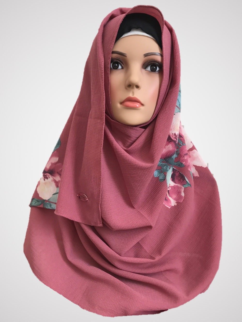 Big flower Topaz Pink instant hijab