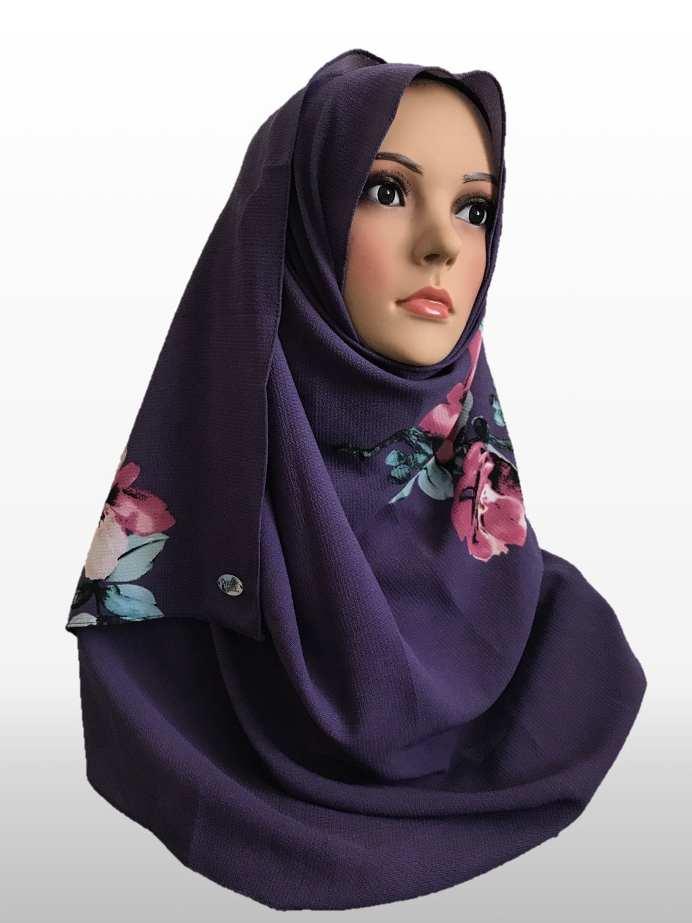Big Flower dark purple instant hijab