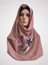 Big flower rosy pink instant hijab