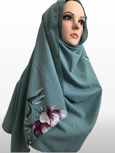 Big Flower light green instant hijab