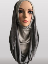 Hooded knitted instant hijab grey