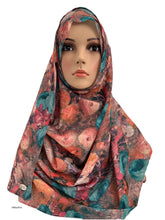 (S4MulPnk) Multi-pink printed full instant hijab