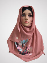 Big flower Salmon pink instant hijab