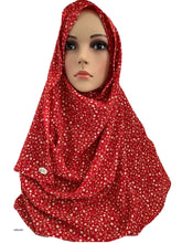(S4RedSF) Red small flowers full-instant hijab