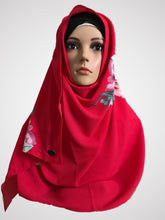 Big flower strawberry red instant hijab