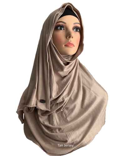 Tan Jersey stretchy (COT) instant hijab SF