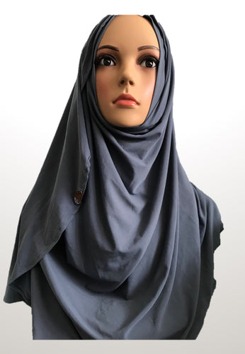 Cadet blue stretchy (KOR) instant hijab CF