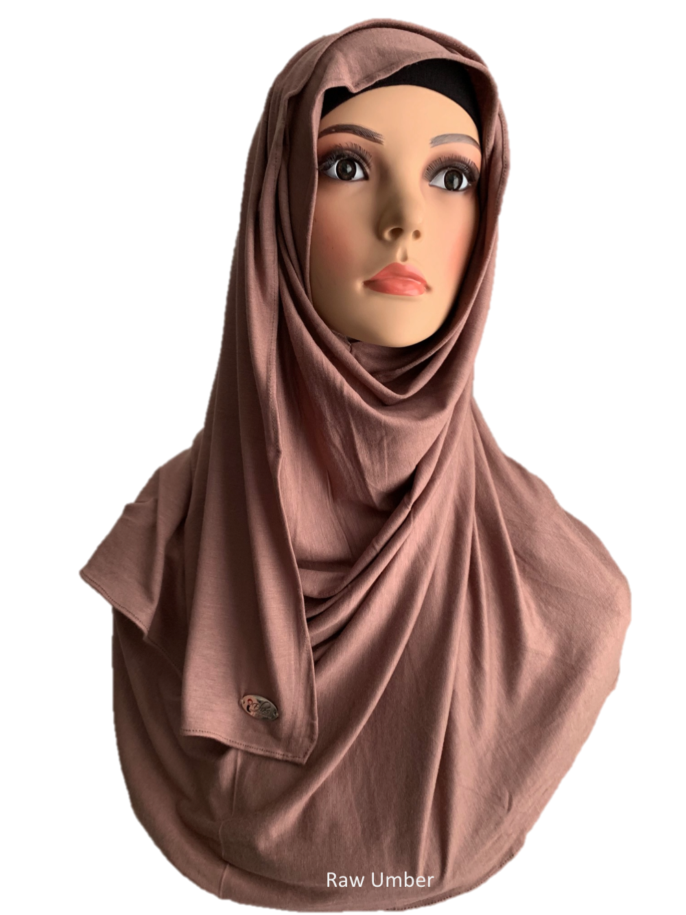 Raw Umber stretchy (COT) instant hijab SF