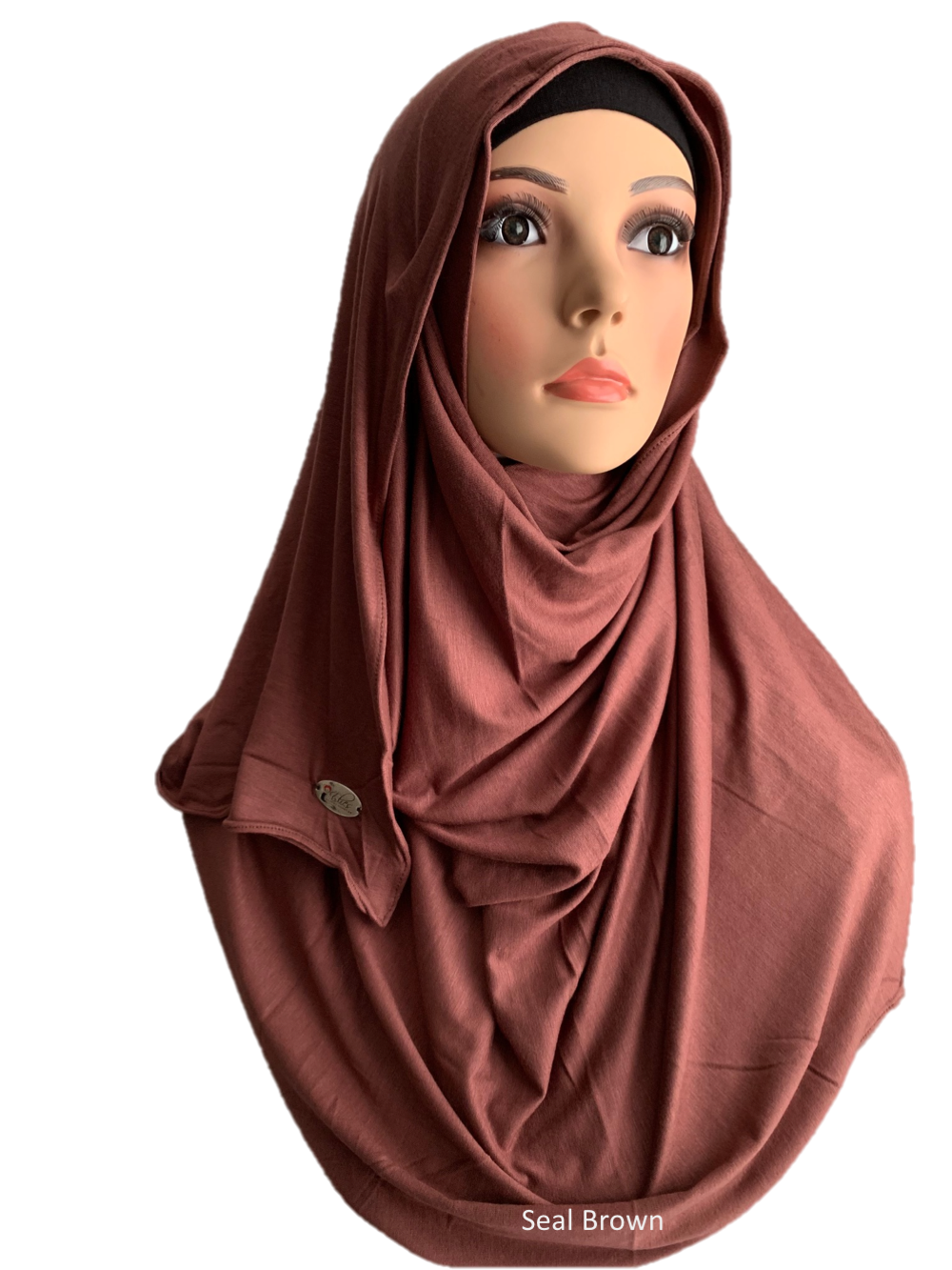 Seal Brown stretchy (COT) instant hijab SF