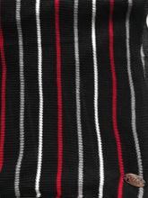 Knitted instant Black with grey, red and white lines