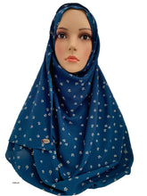 (S4BluSF) Blue small flower printed full-instant hijab