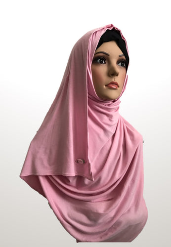 Cherry blossom pink stretchy (COT) instant hijab SF