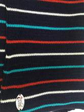 Knitted instant navy blue with red, blue and white lines